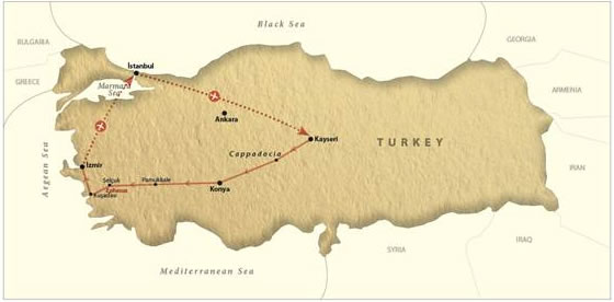 Gourmet Tour of Turkey with Şerif Yenen map